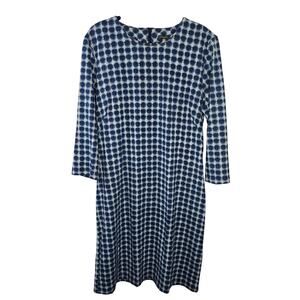 J. McLaughlin 3/4 Sleeve Blue White Catalina Cloth Sheath Dress Size Large